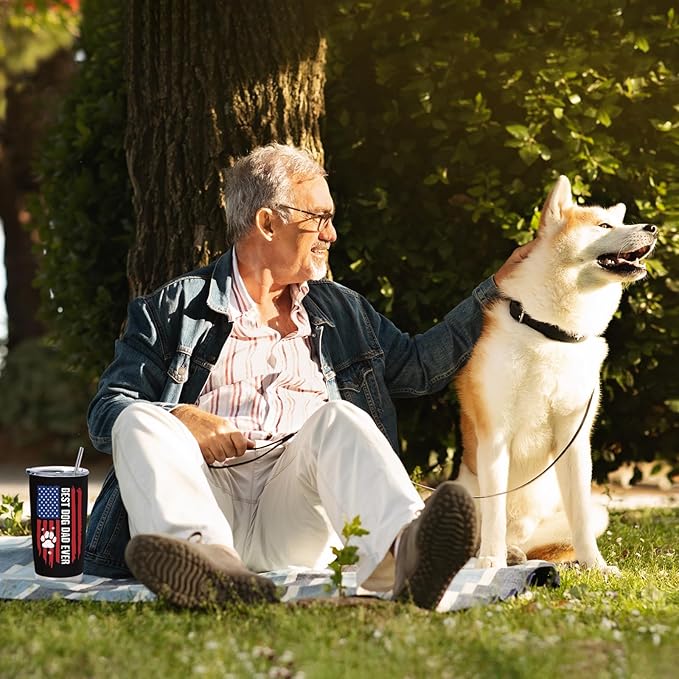 Dog Dad Gifts for Men, Christmas Gifts for Dog's Daddy, Best Dog Dad Ever Gift, Funny Dogs Father Gift Ideas, 20 oz Stainless Steel Tumbler