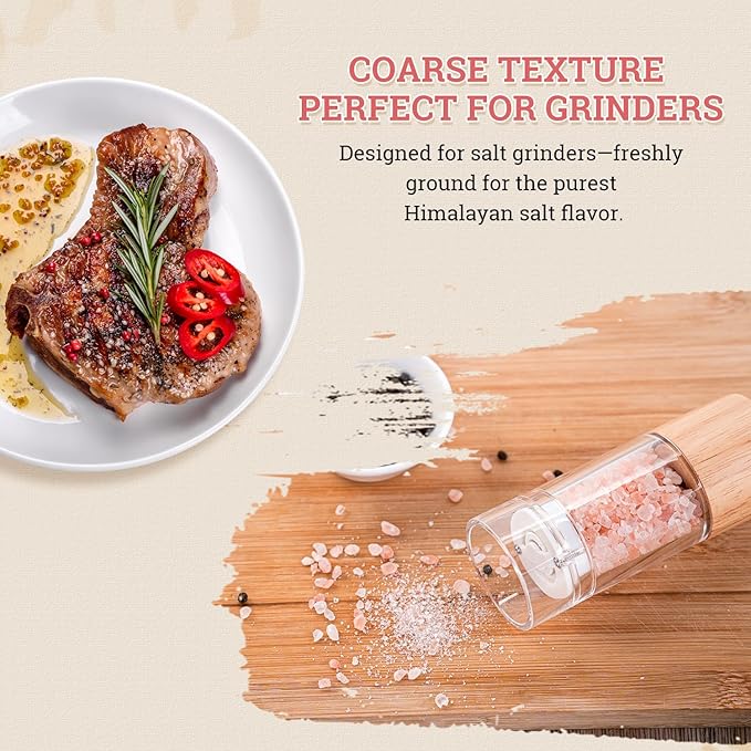 52USA Whole Black Peppercorns 18 oz + Himalayan Pink Salt (Coarse Grain) 39 oz, Salt and Pepper Grinder, Black Peppercorn Refil, Kosher Salt for Grinder Refill, Pink Himalayan Sea Salt, 2 Piece Set