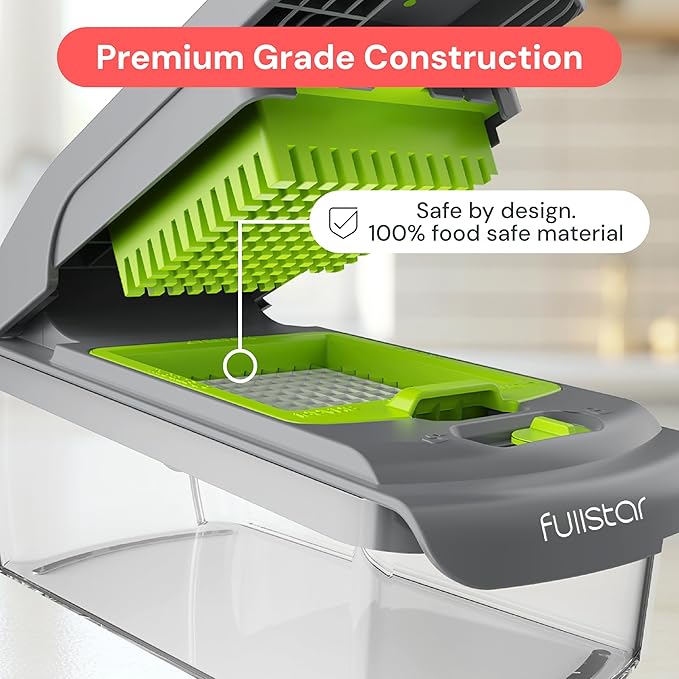 Fullstar The Original Pro Chopper - Vegetable Chopper and Spiralizer, Food Chopper with Container, Fruit Slicer, Kitchen Gadgets & Gifts, Home Essentials (4 in 1, Gray/Green)