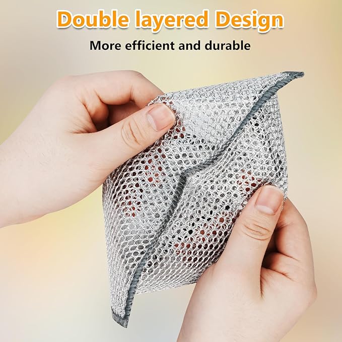 Multipurpose Wire Dishwashing Rag,Non Scratch Wire Dishcloth, Reusable Steel Wool Scrubber,Non-Scratch&Quick-Drying&Odor-Resistant Multi-Purpose for Kitchen,Bathroom Cleaning (10)