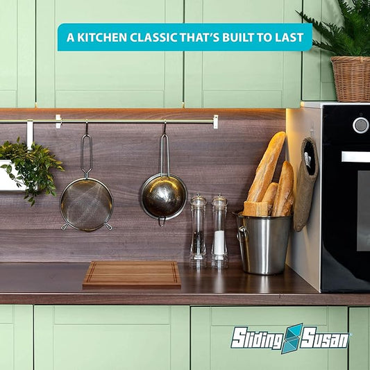 SlidingSusan Cutting Board - Solid Beechwood Butcher Block for Kitchen, Chopping, Serving, or Gifting – 1” Thick Reversible Wooden Slab for Countertop or Table, 11” x 18”