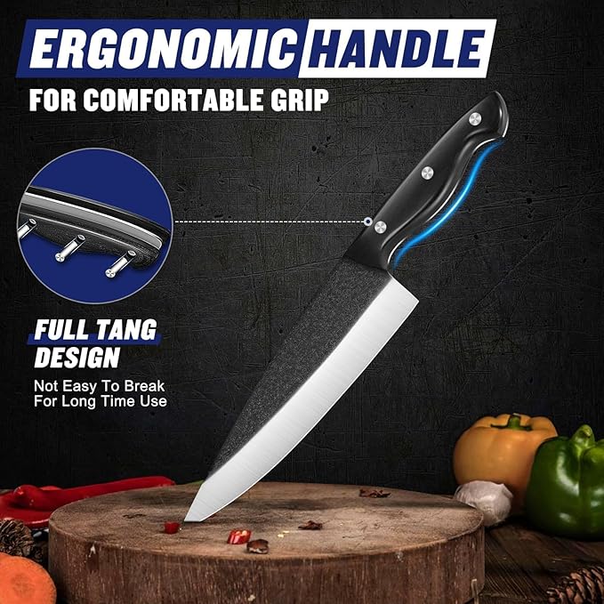 SSGP Butcher Knife Set of 5- Japanese Knife Set for Meat Cutting, Hand Forged Viking Knives Sets with Meat Cleaver, Heavy-Duty Kitchen Knives Sets for Bone BBQ Vegetable, Christmas Gifts for Men
