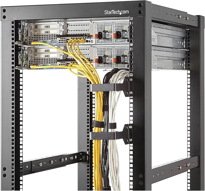 StarTech.com 2.4 x 3.9in Vertical Cable Management D Ring - 1.5U Metal D-Ring Hooks - Wire Organizer for 2 or 4-Post Network/Server Racks (CMHOOKMW) Black