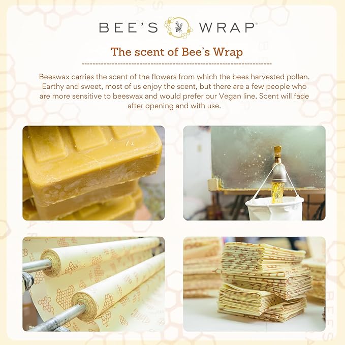 Bee's Wrap Vegan Beeswax Wraps for Food - Meadow Magic Medium 3 Pack Made in USA Reusable & Organic Food Wraps, Sandwich Wrap & Bowl Covers - Eco-Friendly Alternative to Aluminum Foil & Plastic Wrap