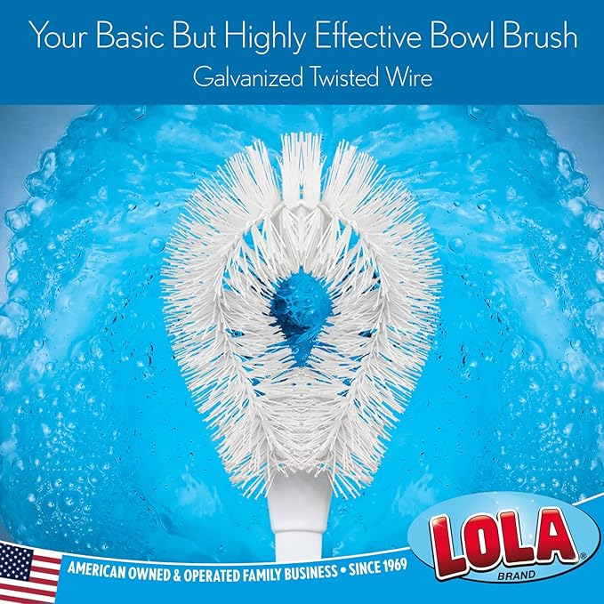 LOLA Toilet Bowl Brush w/Curved Head, 36 Pack, Coated Wire, Durable Poly Bristles, Reaches Under Toilet Bowl Rim