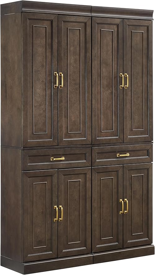 Crosley Furniture Stanton 2-Piece Pantry Storage Cabinet Set with Shelves, Kitchen, Dining, or Laundry Room, Coffee
