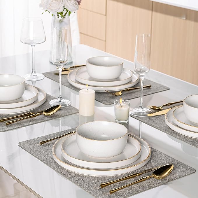AmorArc Stoneware Dinnerware Sets for 6,Reactive Ceramic Plates and Bowls Set,Highly Chip and Crack Resistant | Dishwasher & Microwave Safe | Round Dishes Set Service for 6 (18pc)