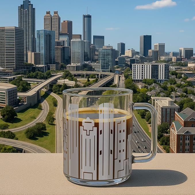 Greenline Goods – Houston, TX Skyline Glass Coffee Mugs (Set of 2), 15 oz – Etched Wrap Design