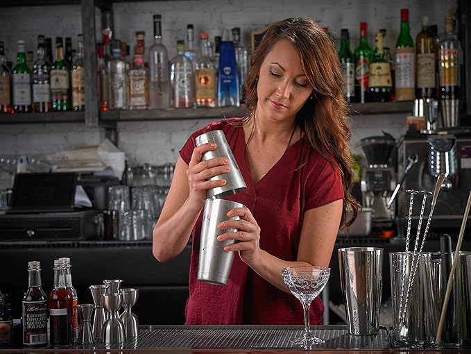Barfly Shaker Cocktail Tin, Set (18 oz and 28 oz), Stainless Steel,M37009