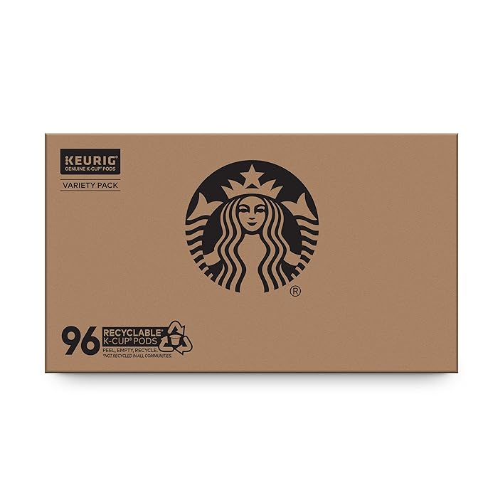 Starbucks K-Cup Coffee Pods, Medium Roast Coffee Variety Pack for Keurig Brewers, 100% Arabica, 1 Box (96 Pods)
