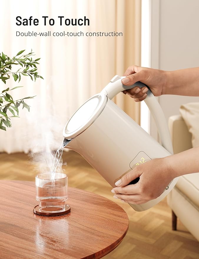 Electric Kettle Temperature Control, PARIS RHÔNE 1.7L Electric Kettle, 4H Keep Warm Water Boiler with 6 Presets, LED Screen Electric Kettles for Boiling Water, Boil-Dry Protection, BPA Free