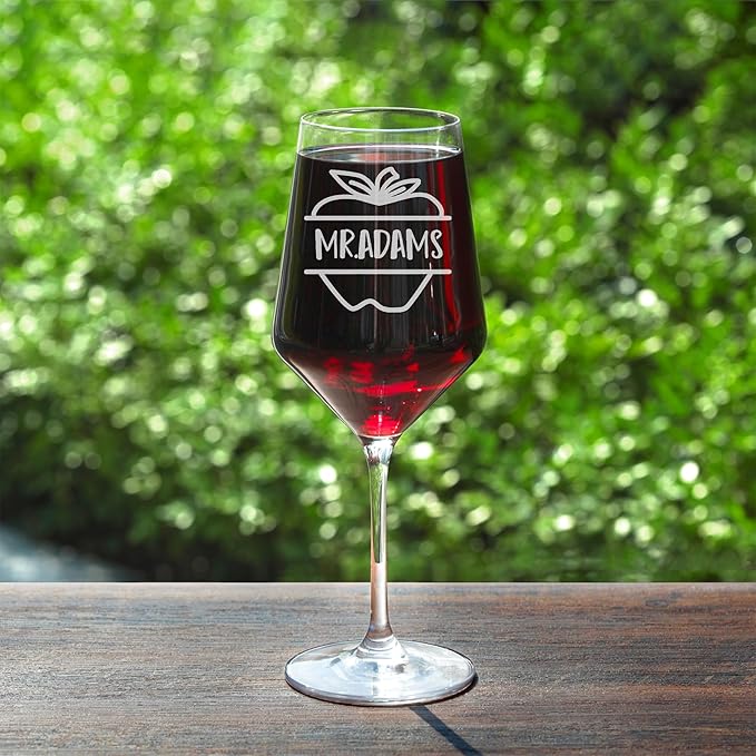 Personalized Teacher Gifts, Custom Wine Glasses for Women, Teachers Appreciation Gift，Engraved Funny Gift for Preschool Elementary High School Teacher Professor
