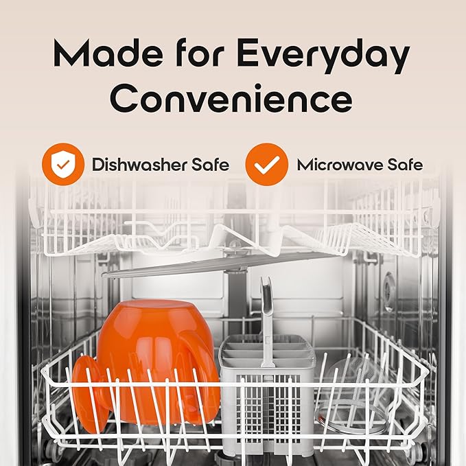 OmniWare 24 Oz Stoneware Teapot with Stainless Steel Mesh Infuser (Orange) - Microwave & Dishwasher Safe, Removable Infuser, Retro-Style Kitchenware Ideal for Loose Tea Brewing