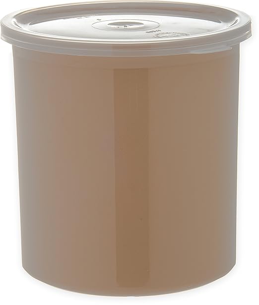 Carlisle FoodService Products Classic Round Storage Container Crock with Lid for Kitchen, Restaurants, Home, Plastic, 1.2 Quarts, Beige
