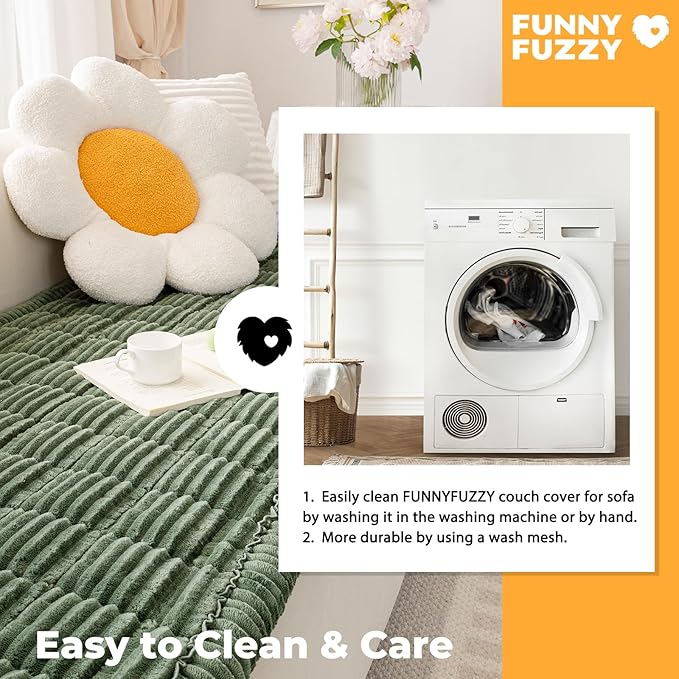 FUNNY FUZZY Pet Couch Covers for Sofa, Washable Dog Couch Cover Protector for Dogs, Flannel Couch Covers for Dogs Pet Friendly Pets Mat Bed Sofa Cover (Dark Green, 27.6"×70.9")