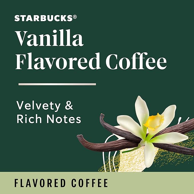 Starbucks K-Cup Coffee Pods, Vanilla Flavored Coffee, Naturally Flavored, 100% Arabica, 1 box (10 pods)