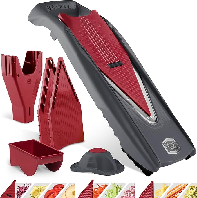 Börner by Reston Lloyd Mandoline Slicer Vital (Starter Set) • V-Slicer with 10 Cutting Styles & Safety Food Holder • Adjustable Kitchen Slicer & Dressing Function