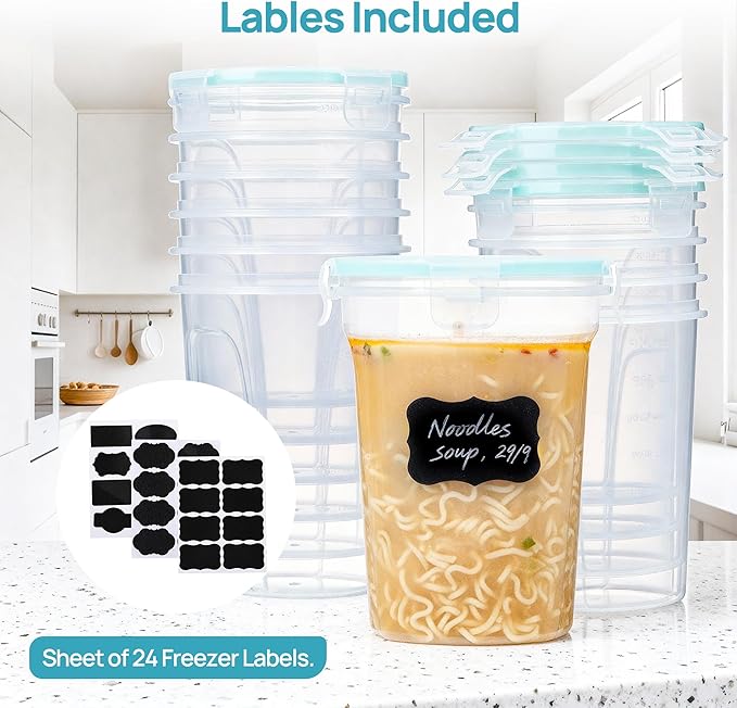 Vtopmart 18 Pack 32oz Deli Containers with Airtight Lids, Soup Containers for Take-out, Plastic Food Storage Containers for Meal Prep, Salad, Fruit, Lunch, Microwave/Dishwasher/Freezer Safe
