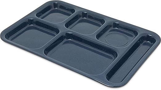 Carlisle FoodService Products 4398835 (6)Compartment Tray - Right-Handed, 14-.5x10 Cafe Blue, Dozen