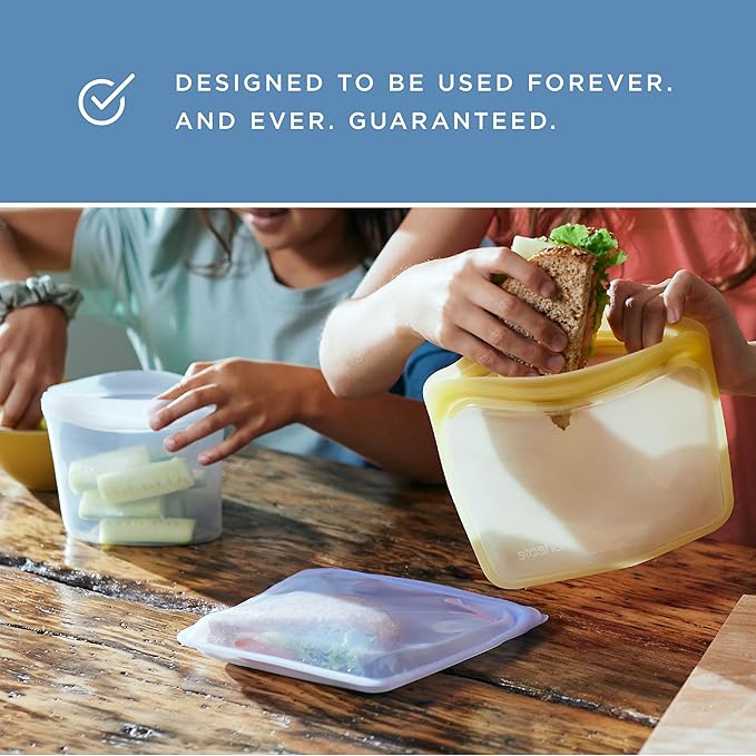 Stasher Premium Silicone Reusable Food Storage Bags, 4-Pack, Tie Dye Multi, Multi-Use Food Storage Bags, Lunch Bag, Travel Containers, BPA Free, Leak-free, Dishwasher-Safe, Eco-friendly