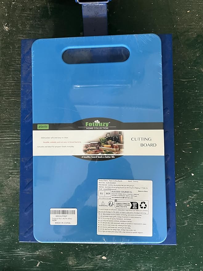 Fotouzy Plastic Utility Cutting Board with Handles, Food Safe PP Material, BPA Free, Dishwasher Safe, Thick Chopping Board, Large Size, Easy Grip Handle, for Kitchen (Blue)