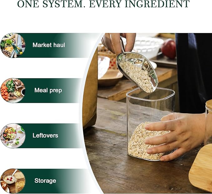 LIBWYS Kitchen Glass Jars Set with Bamboo Lids for Storage (8pcs plus)