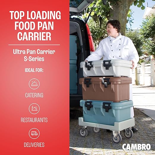 Cambro Insulated Food Pan Carrier - 6 Inch Deep Hotbox and Food Warmer for Catering & Transport - Top Load S-Series (Beige)