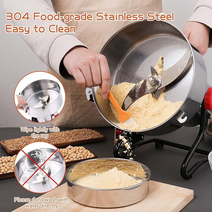 Electric Grain Mill Grinder 3000g High-speed Grain Spice Herb 4000W Dry Grinder Machine 304 Stainless Steel Superfine powder high-speed grain mill 36000r/min for Kitchen Home and Commercial