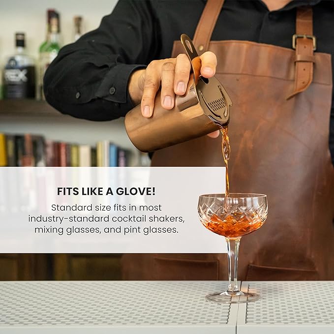 A Bar Above Gold Hawthorne Strainer Cocktail, Stainless Steel Bar Strainer Cocktail, High-Density Spring, Mirrored Gold Finish, Drink Strainer, Cocktail Strainer, for Boston Shakers and Mixing Glasses