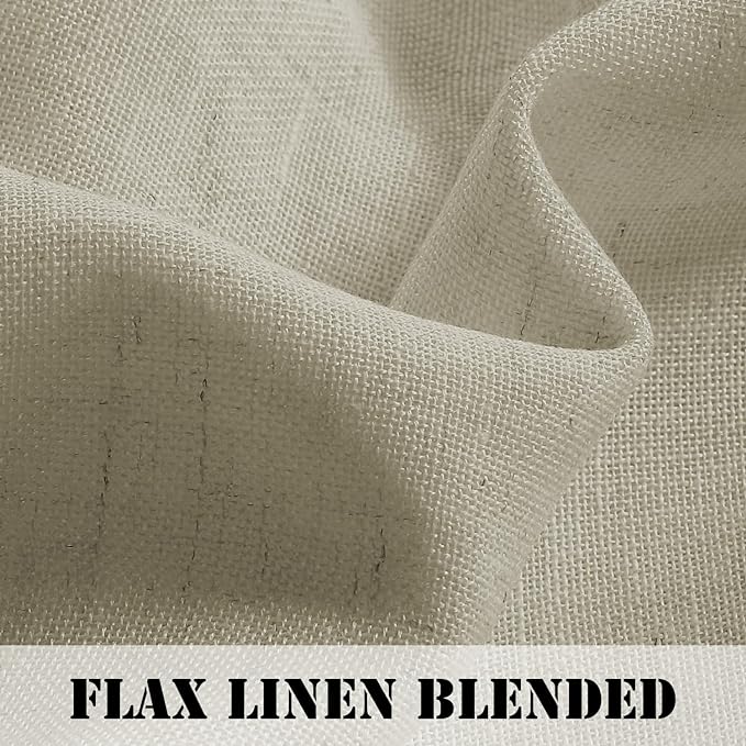 H.VERSAILTEX Linen Curtains Elegant Natural Linen Semi Sheer Curtains Energy Light Filtering Rod Pocket Window Treatments Panels for Living Room (Set of 2, Castle Wall, 52 inch W X 108 inch L)