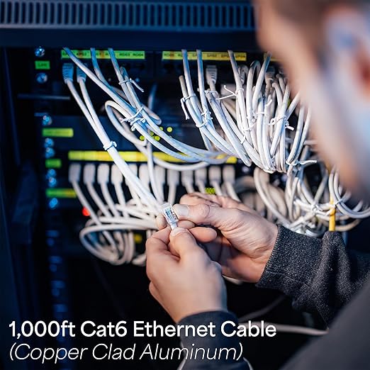 VIVO 1,000ft Bulk Cat6 Wire, CCA Ethernet Cable, 23 AWG, UTP Pull Box, LAN Network, White, CABLE-V004W