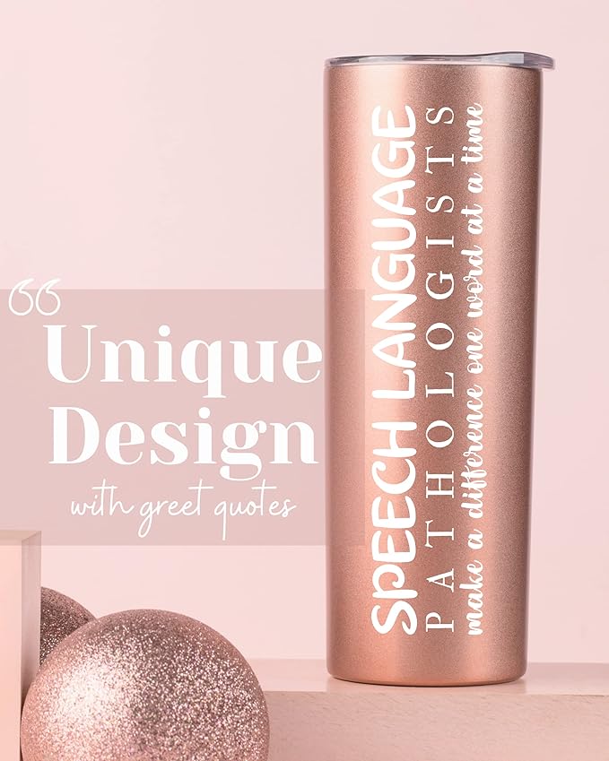 Speech Language Pathology Gifts for Women, Gifts for SLP on National Speech Pathologist Day, Birthday and Chirstmas, 20 oz Insulated Stainless Steel Travel Tumbler-ONE WORD AT A TIME