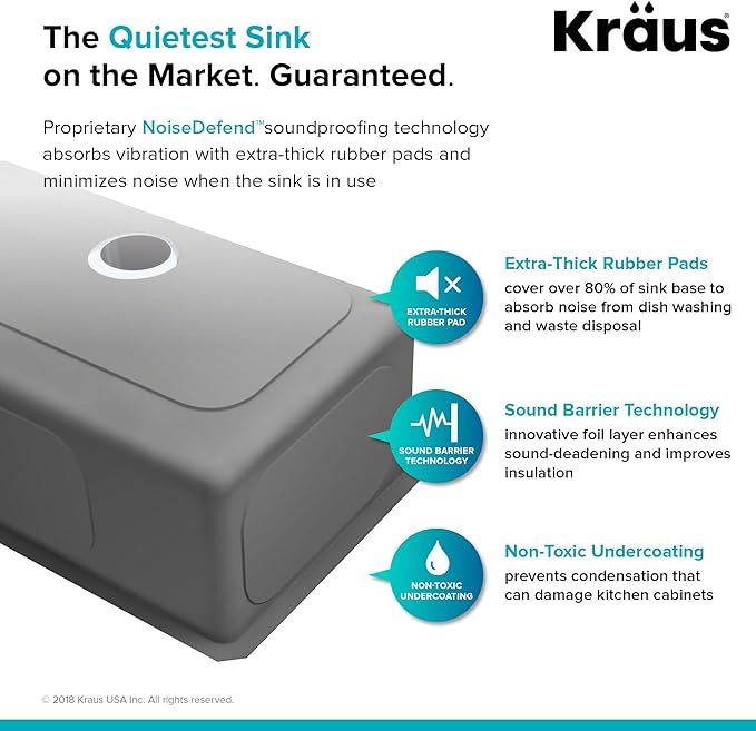 KRAUS Standart PRO™ 30-inch 16 Gauge Undermount Single Bowl Stainless Steel Kitchen Sink with WasteGuard™ Continuous Feed Garbage Disposal, KHU100-30-100-75MB