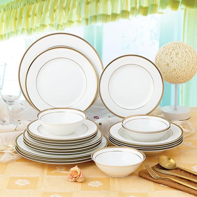 Joseph Sedgh Collection “Gail White” 20-Piece Bone China Dinnerware Set, Service for 4, White