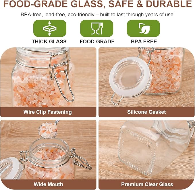 12 Pack Spice Jars, 8 oz Glass Containers with Airtight Lids, Small Herb Jars with Labels for Kitchen Storage