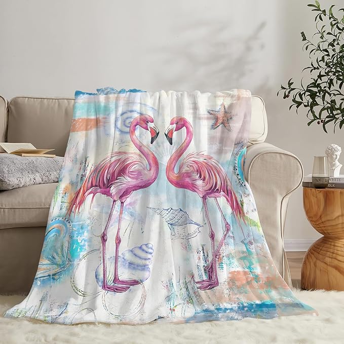 Flamingo Blanket Gifts for Girls Boys Beach Throw Cozy Plush Fleece Flannel Lightweight Fuzzy Party Blankets for Women Men 60"X50"