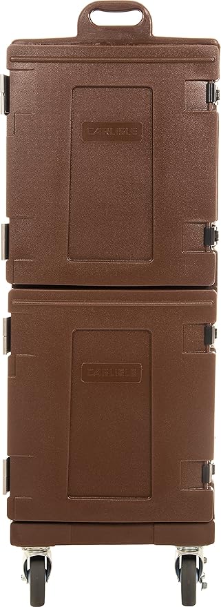 Carlisle FoodService Products Cateraide Insulated Front Loading Food Pan Carrier with Casters for Catering, Events, and Restaurants, Plastic, 10 Pans, Brown