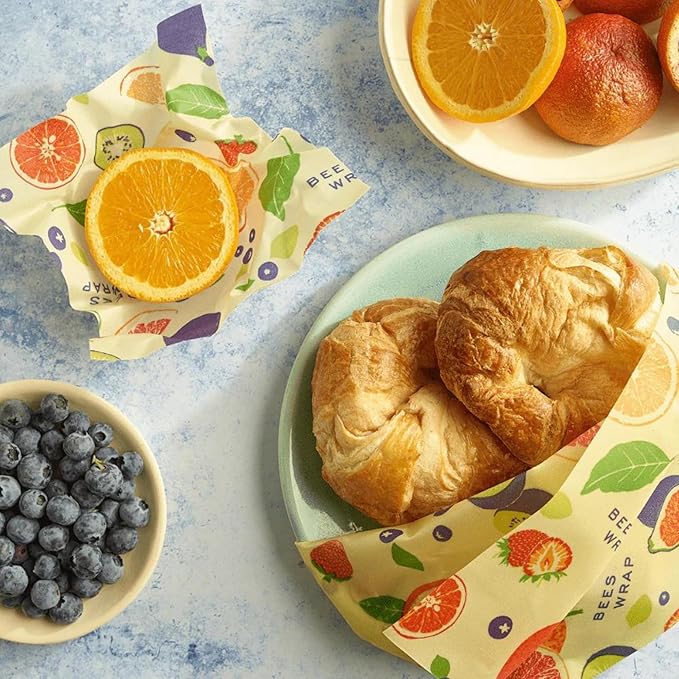 Bee's Wrap Beeswax Wraps for Food - Cut to Size 14x52" Wax Paper Roll - Made in USA Reusable Waxed Paper & Bowl Covers - Organic & Eco-Friendly Alternative to Aluminum Foil & Plastic Wrap, Fresh Fruit