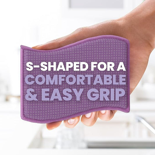 Scotch-Brite Stay Clean Scrubber Pads, Non-Scratch Dish Sponges for Kitchen Cleaning, 12 Count, Rinses Clean, Odor-Resistant, Safe on Non-Stick Cookware, Pots, Pans, and Glassware