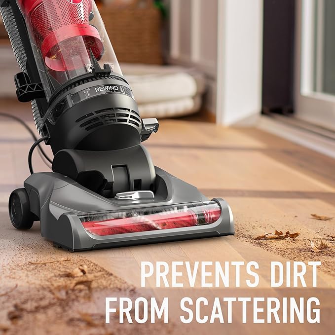 Hoover Rewind Pet Upright Bagless Vacuum Cleaner for Carpet and Hard Floors, Automatic Cord Rewind, Above Floor Cleaning Corded Vacuum Cleaners for Home Use