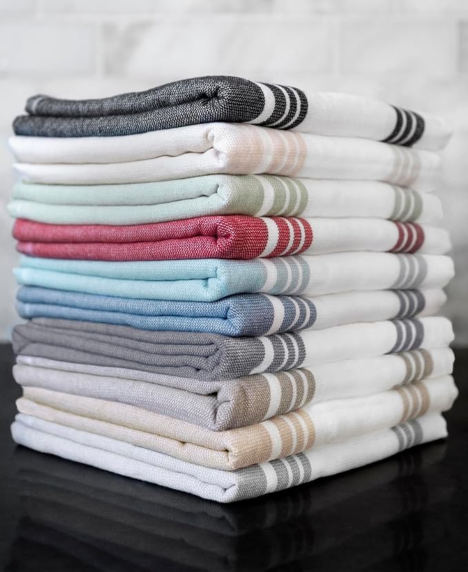 All-Clad Dual-Purpose Kitchen Towels: Highly Absorbent - 100% Cotton, 17"x30" Dish Towels for Cleaning & Drying Dishes & Glassware, 3-Pack, Cappuccino