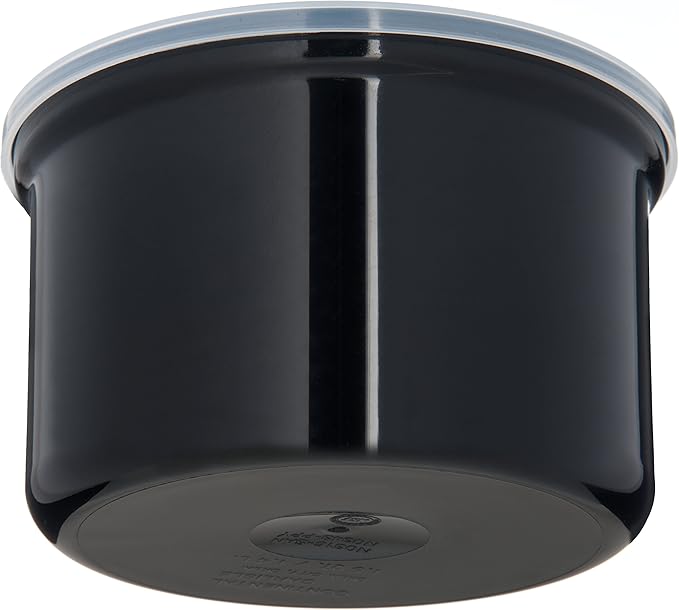 Carlisle FoodService Products Classic Round Storage Container Crock with Lid for Kitchen, Restaurants, Home, Plastic, 1.5 Quarts, Black, (Pack of 6)