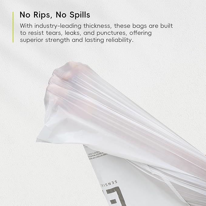EKO 21 Gallon / 50-90 Liter,110 CountDrawstring Trash Bags, Extra-Strong Unscented Garbage Bags, Easy-Dispense Roll for Kitchen & Household Use, Resists Tears, Leaks and Punctures, Code G, White