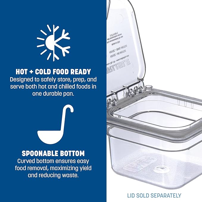 Carlisle FoodService Products Plastic Food Pan 1/6 Size 4 Inches Deep Clear
