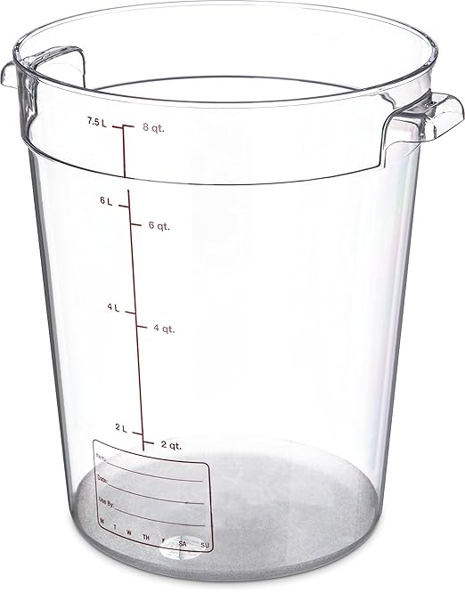 Carlisle FoodService Products Storplus Round Food Storage Container with Stackable Design for Catering, Buffets, Restaurants, Polycarbonate (Pc), 8 Quart, Clear