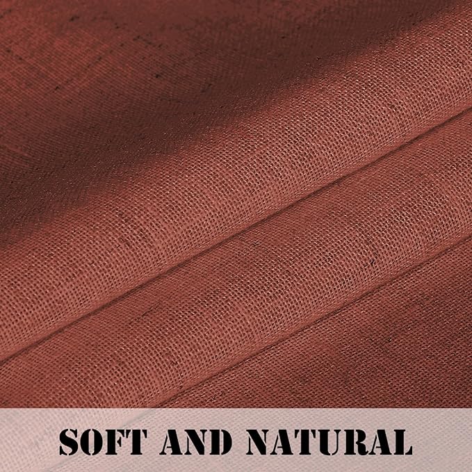 H.VERSAILTEX Linen Curtains Elegant Natural Linen Blended Curtains Energy Efficient Light Filtering/Rod Pocket Window Treatments Panels/Drapes for Living Room (Set of 2, Rust, 52 inch W X 72 inch L)