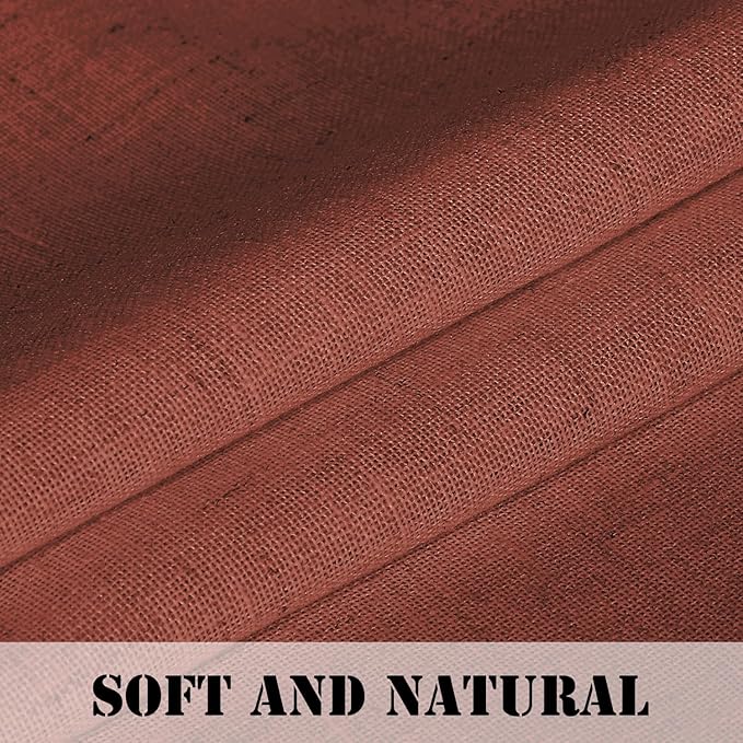 H.VERSAILTEX Linen Curtains Elegant Natural Linen Blended Curtains Energy Efficient Light Filtering/Rod Pocket Window Treatments Panels/Drapes for Living Room (Set of 2, Rust, 52 inch W X 108 inch L)