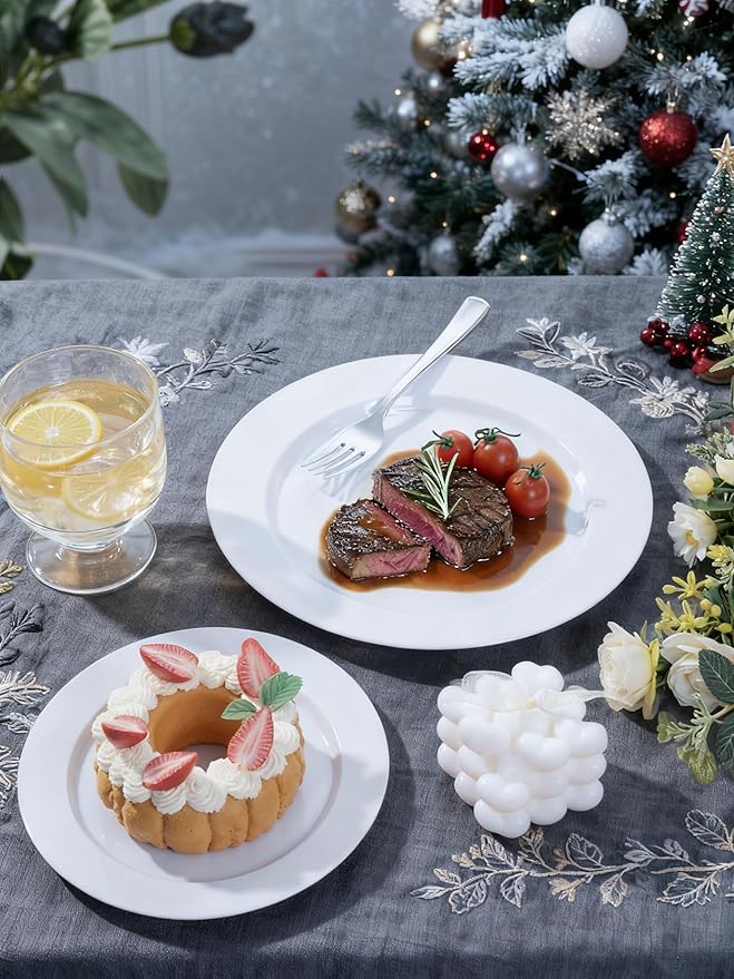 WDF 200pcs White Plastic Plates Disposable - Heavy Duty Plastic Plates for Party - Include 100 x 10 Dinner Plate and 100 x 7 Dessert/Cake Plate - Ideal for Weddings/Parties/Events