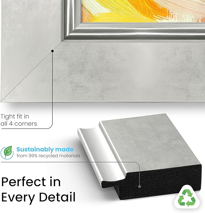 Contemporary Silver 85" Premiere Deco TV Frame - Compatible ONLY with Samsung The Frame TV and Pro TVs (Fits 2021-2025, LS03A, LS03B,LS03C,LS03D,LS03FA,LS03FW)