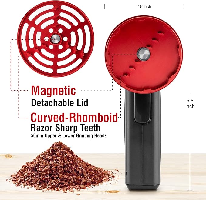 2.5" Large Electric Grinder Herb Grinder, Auto Spice Grinder with Auto Dispensing (Black Red)
